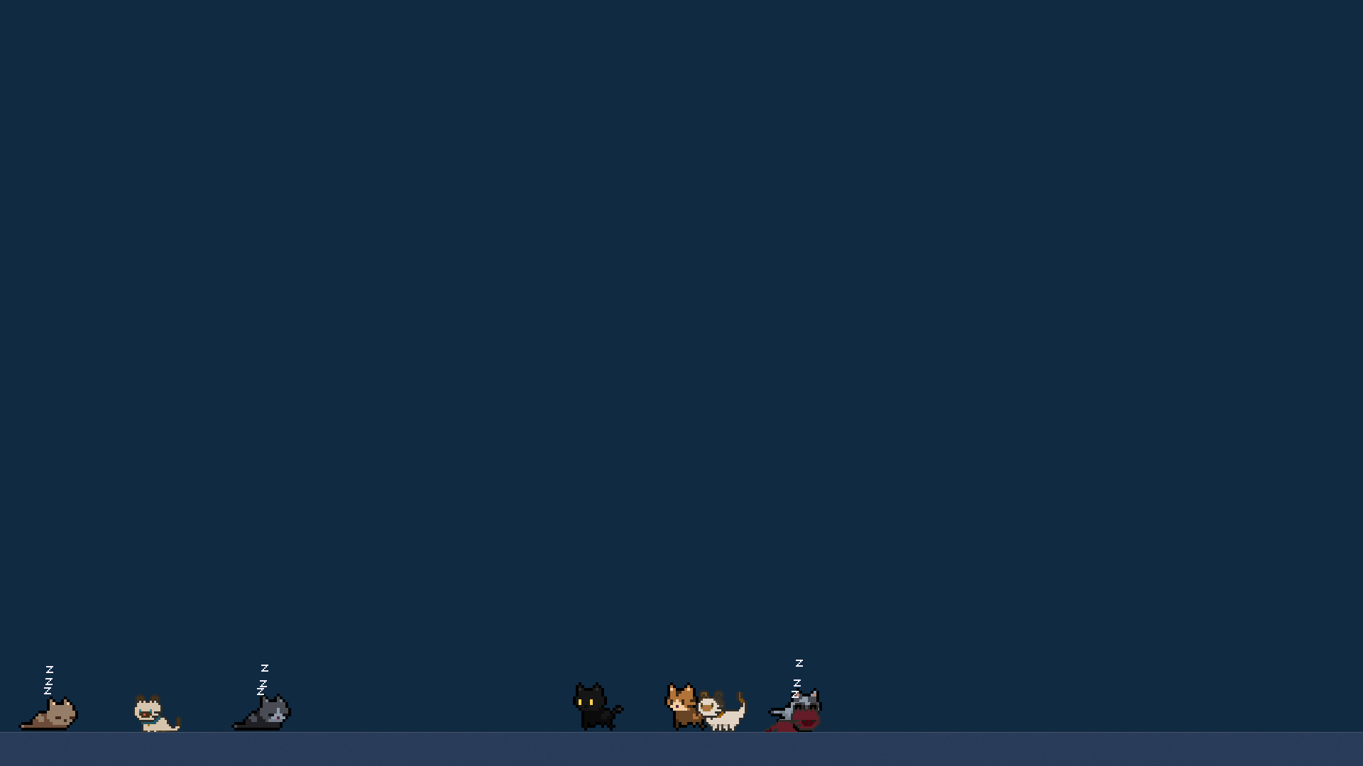 Cats strolling and napping along the Windows taskbar