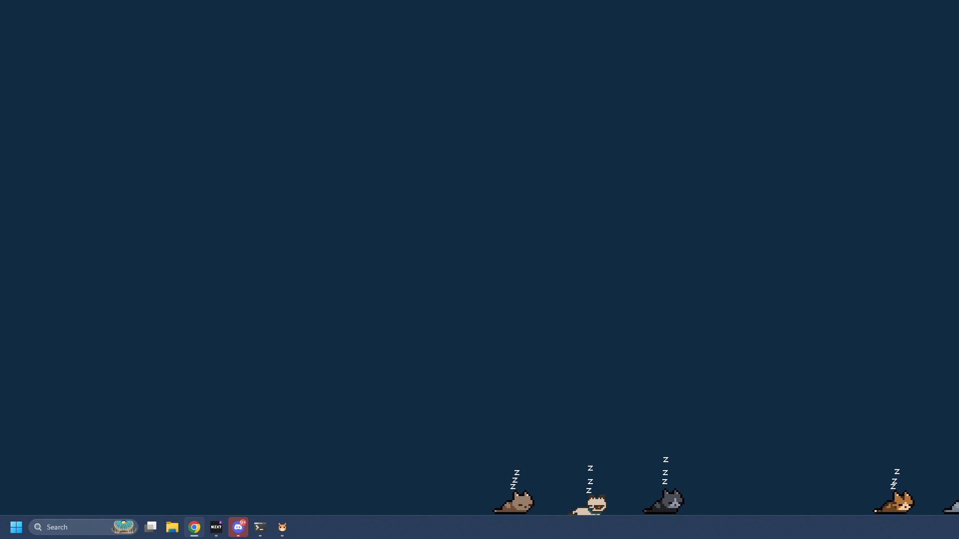 Cats living among real taskbar icons